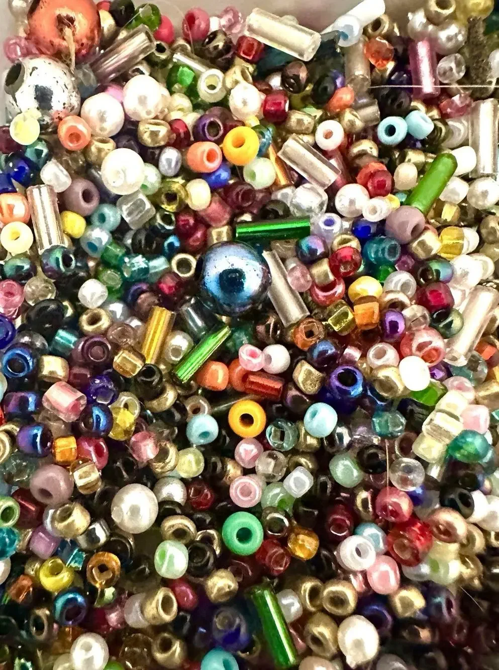 1LB Lot of Loose Mixed Multicolor Glass Seed Beads & Bugle Beads New